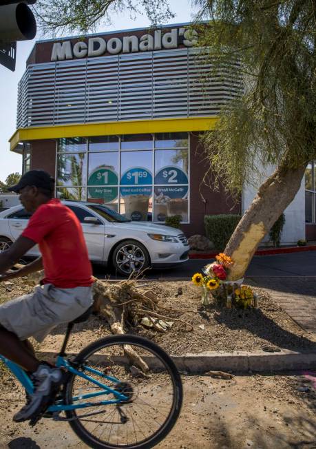 A small memorial has begun and tree limbs are still down near McDonalds where two teenage girls ...