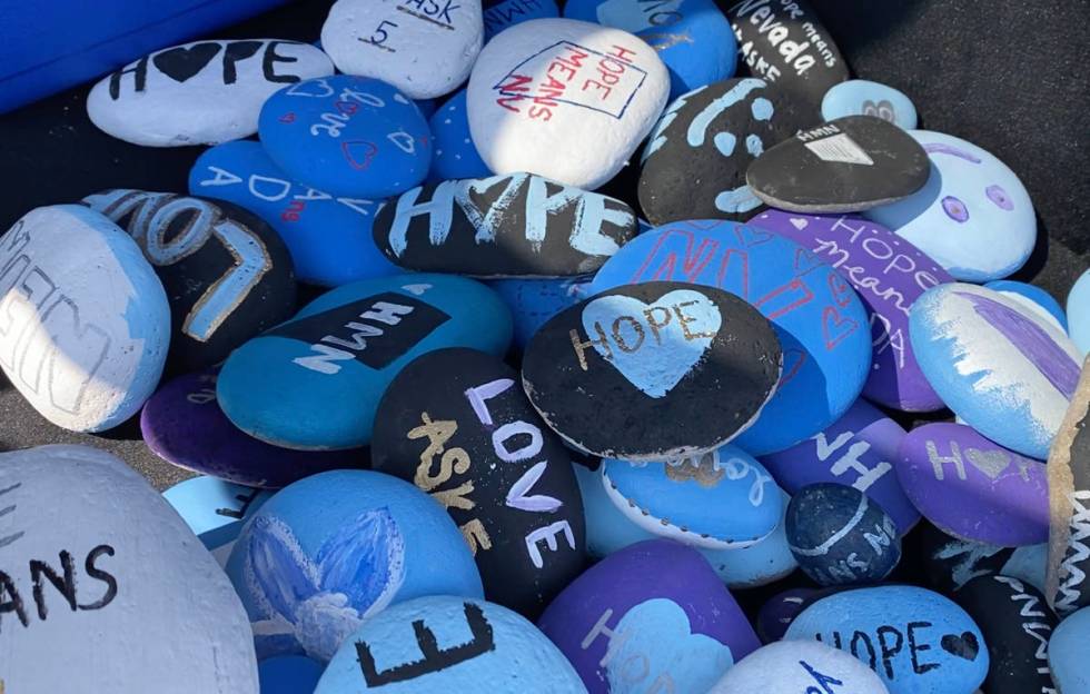 Rocks in the trunk of Angela Edgeworth's car, are seen on Tuesday, Aug. 4, 2020, in Las Vegas. ...