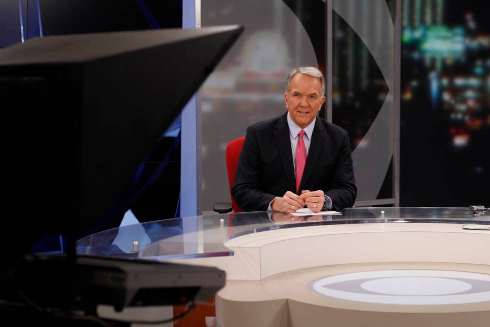 Dave Courvoisier is photographed at the KLAS-TV Channel 8 anchor desk, which he inhabited from ...