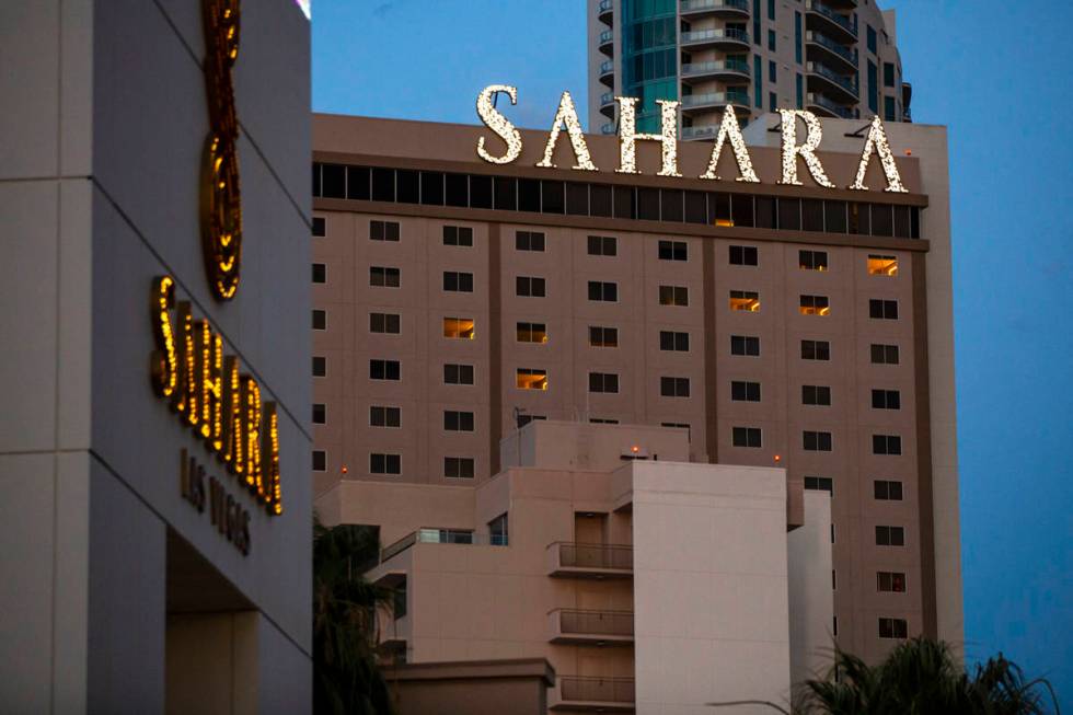 This July 21, 2020, file photo shows the Sahara Las Vegas. (Chase Stevens/Las Vegas Review-Jour ...