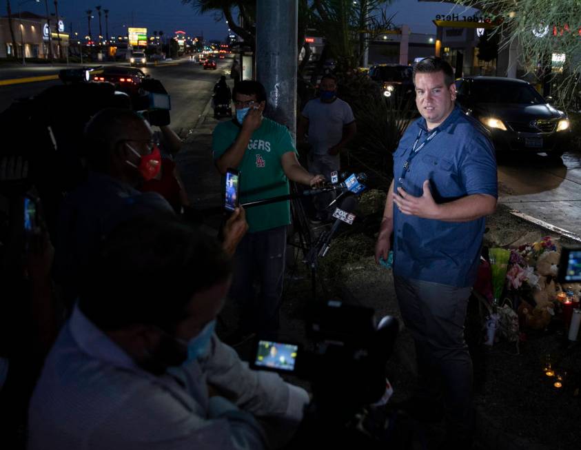 Andrew Bennett, a public information officer with the Nevada Department of Public Safety, speak ...