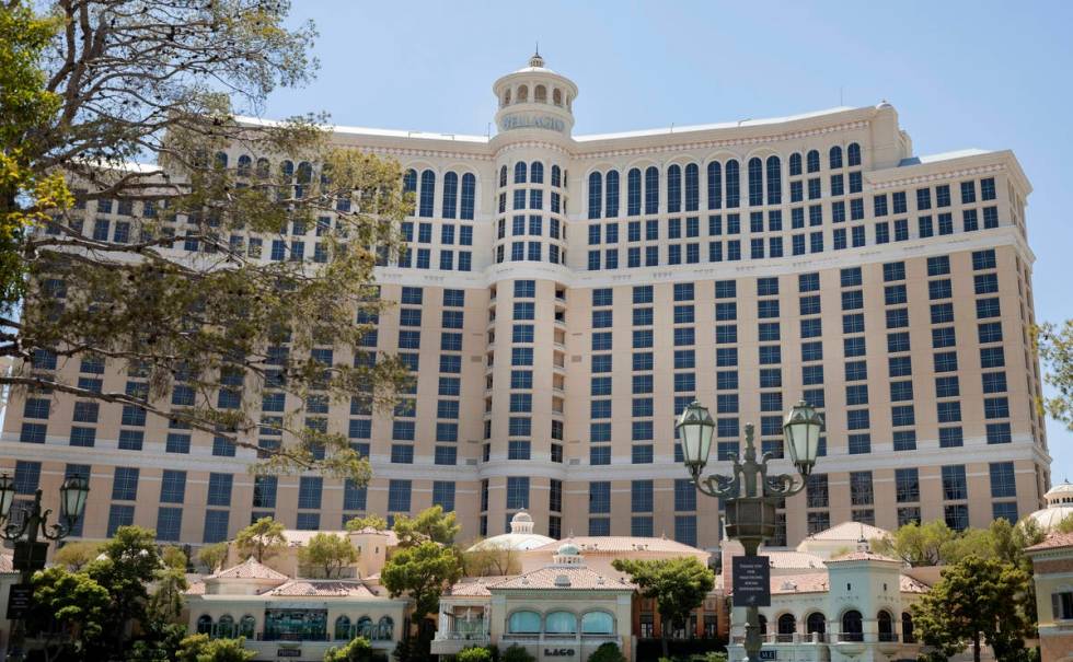 A view of the Bellagio is seen on the Strip, Thursday, Aug. 6, 2020, in Las Vegas. (Elizabeth B ...