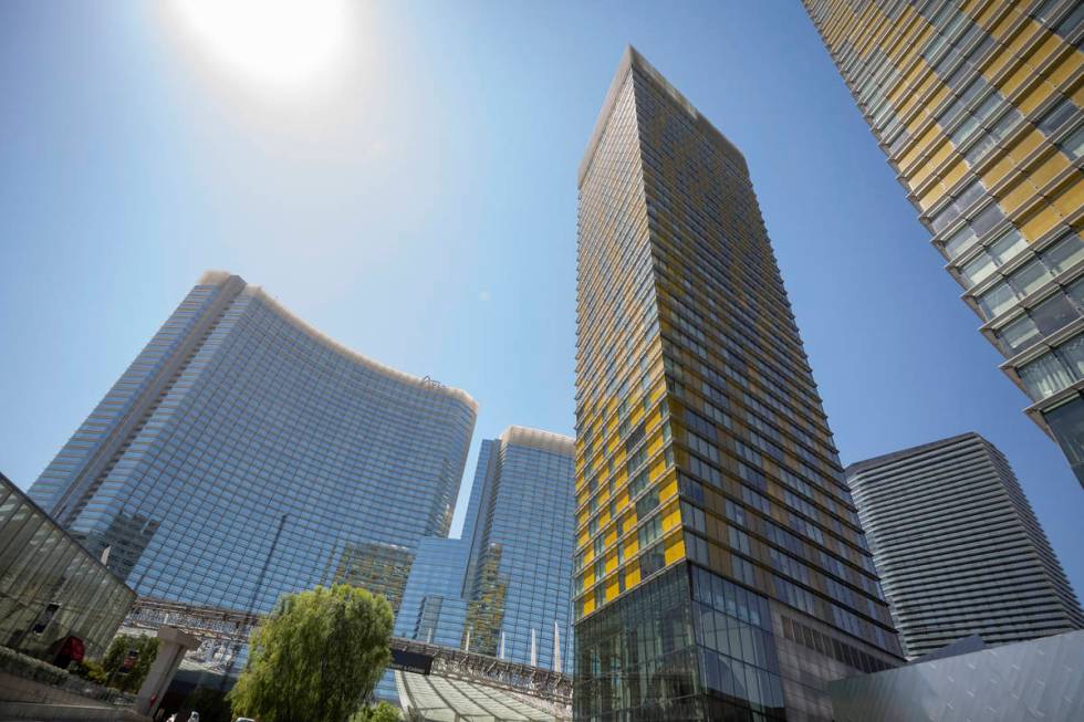 A view of Aria on the Strip, Thursday, Aug. 6, 2020, in Las Vegas. (Elizabeth Brumley/Las Vegas ...