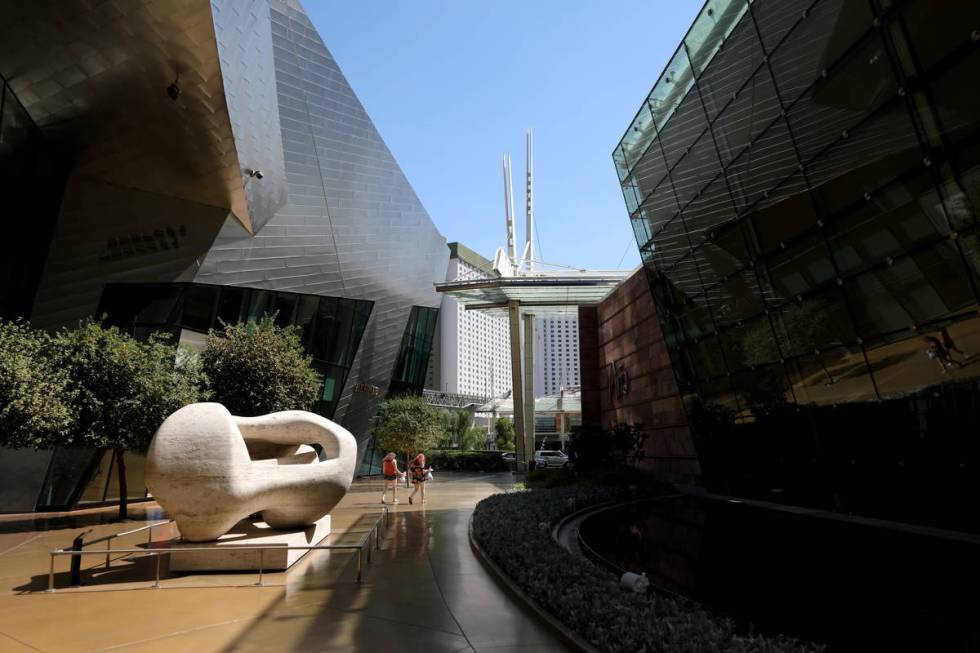 A view of Aria on the Strip, Thursday, Aug. 6, 2020, in Las Vegas. (Elizabeth Brumley/Las Vegas ...