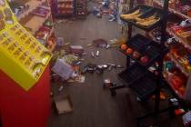 Various items litter the floor of the 4 Brothers Store in Sparta, N.C. after an earthquake shoo ...