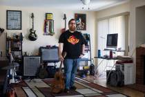 Paul Kleemann, a guitar director at Del Sol Academy, at his home in Las Vegas in Las Vegas, Tue ...