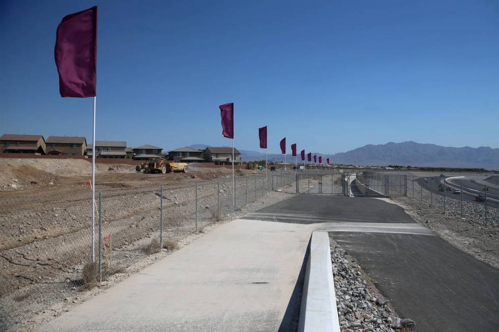 The construction site of the townhouse project Brownstones at Providence by Edward Homes in Las ...