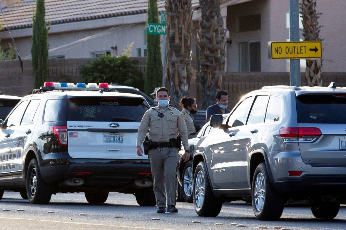 Metropolitan police investigate an officer involved shooting in the 2800 block of Cygnus Street ...