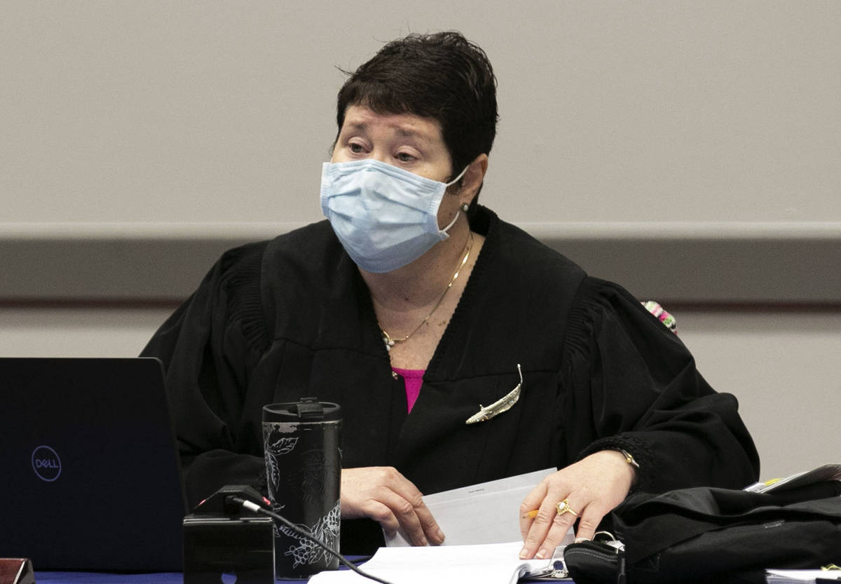 District Judge Elisabeth Gonzalez presides over a trial involving marijuana dispensaries at the ...