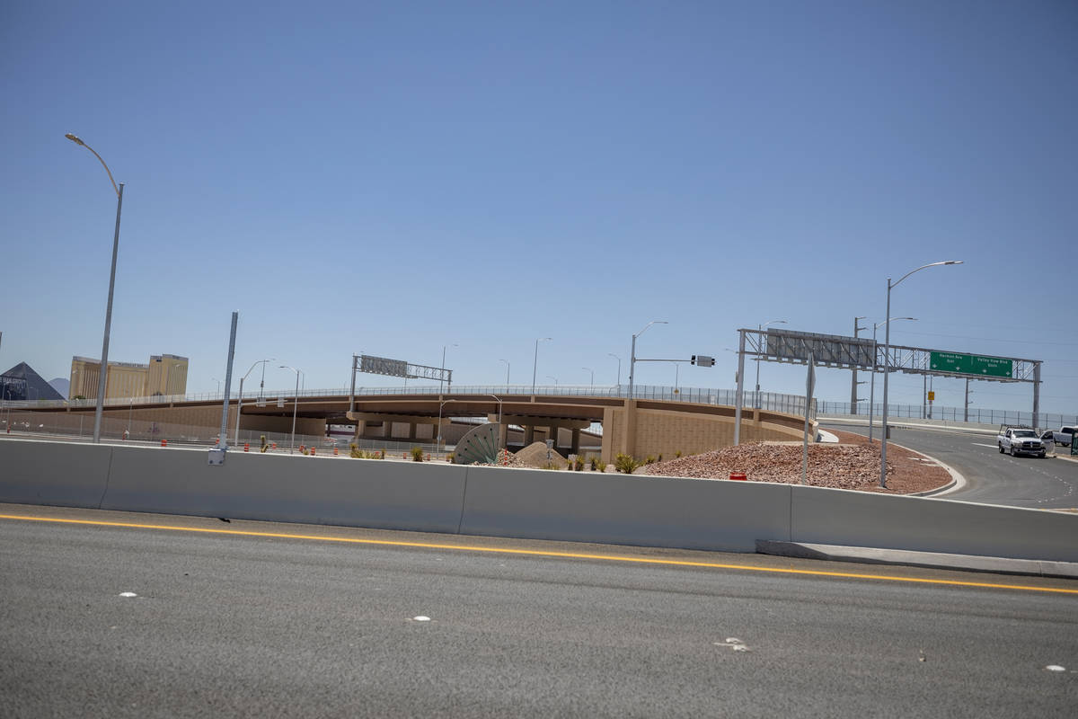 The newly finished road project to connect Valley View Boulevard and Harmon Avenue is seen in L ...