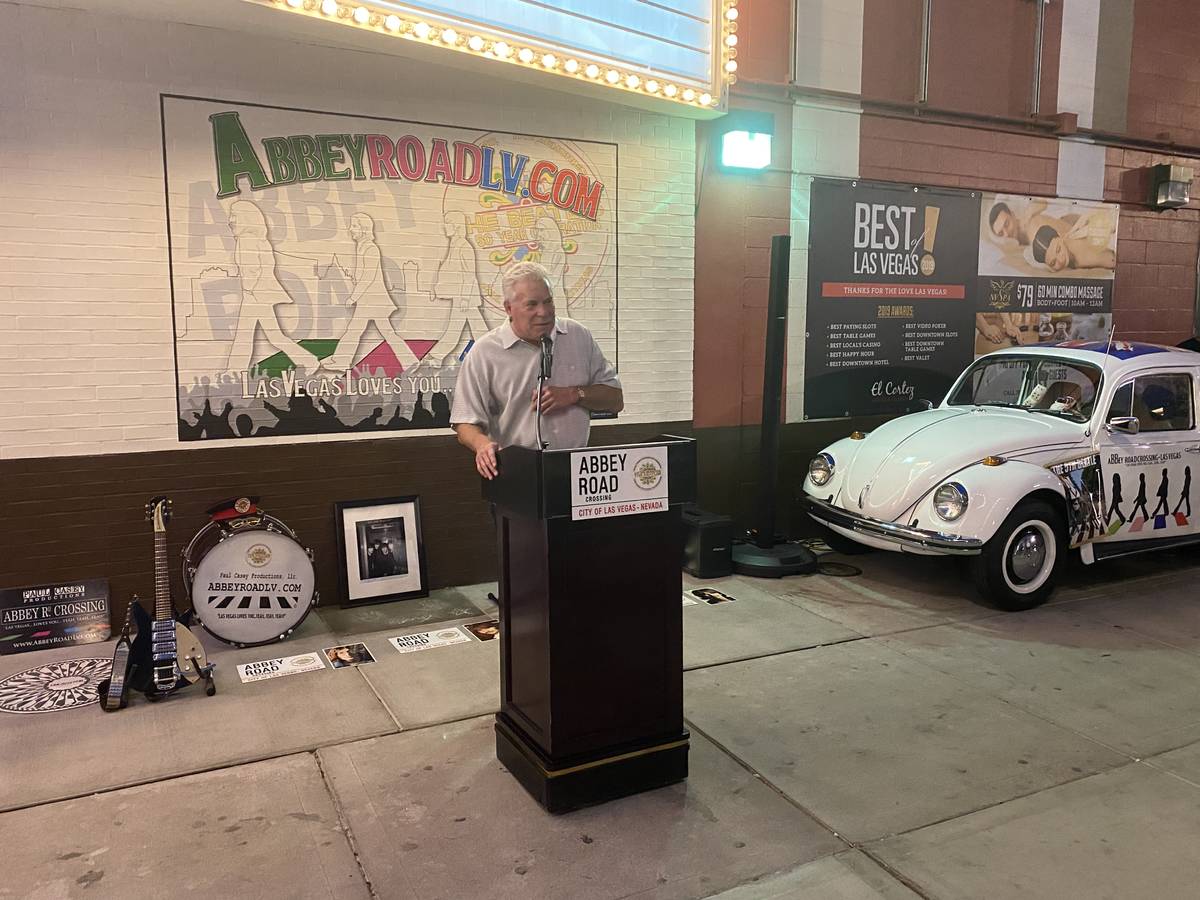 El Cortez General Manager Mike Nolan is shown at a rededication event celebrating The Beatles o ...