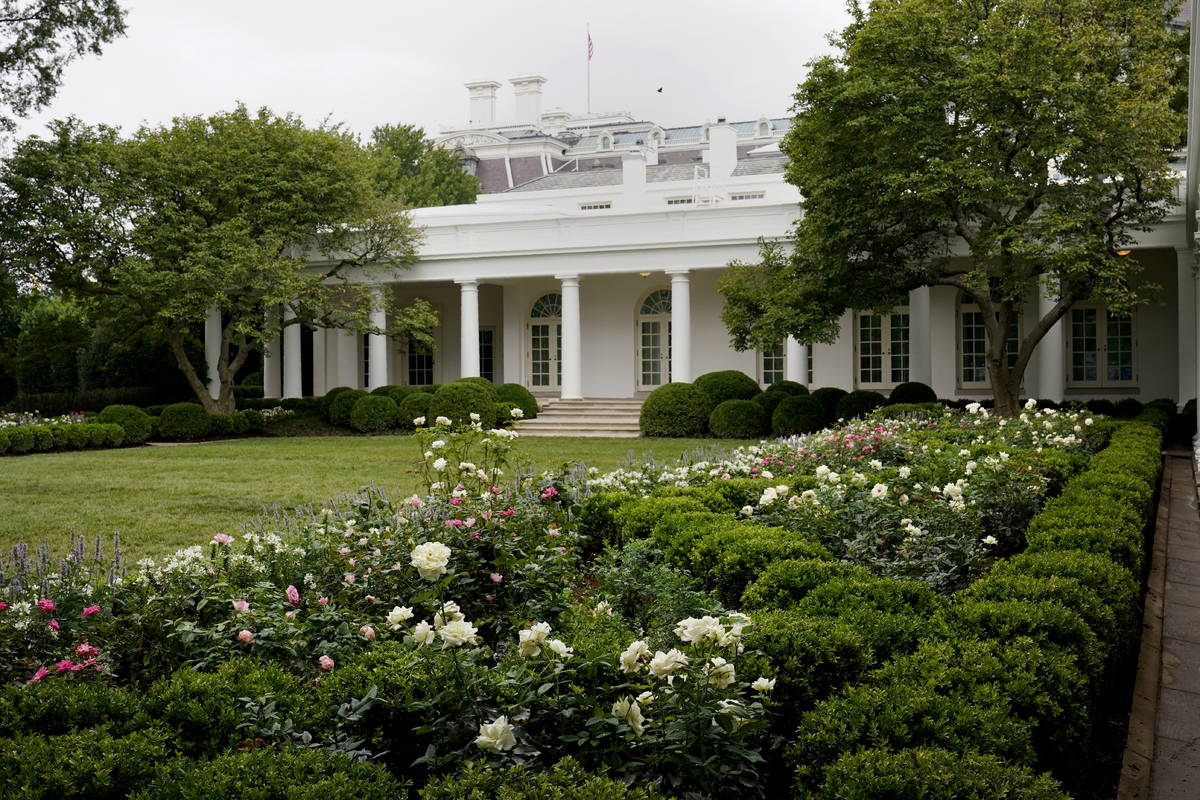 A view of the restored Rose Garden is seen at the White House in Washington, Saturday, Aug. 22, ...