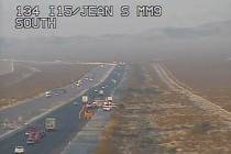 Traffic is slowed on southbound Interstate 15 near mile marker 7 between Jean and Primm about 6 ...