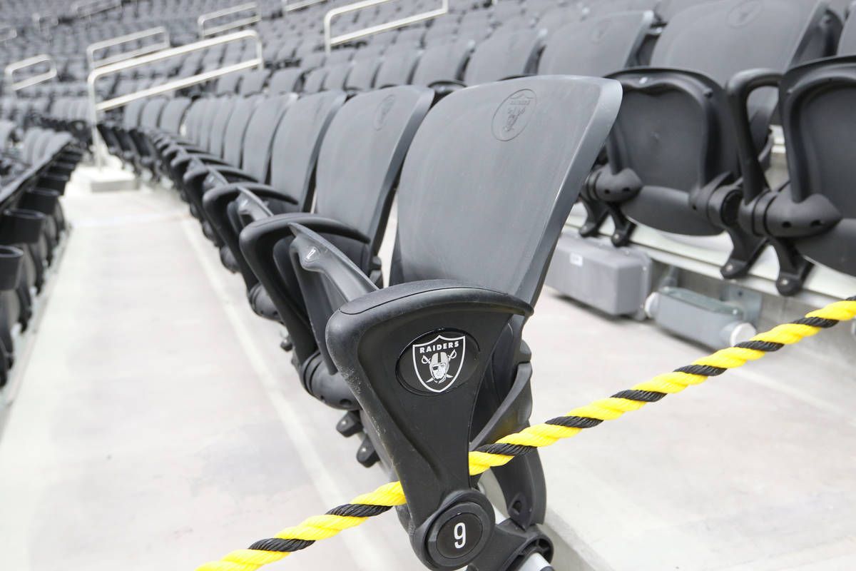 Seats inside Allegiant Stadium in Las Vegas, Friday, Aug. 21, 2020. (Heidi Fang/Las Vegas Revie ...