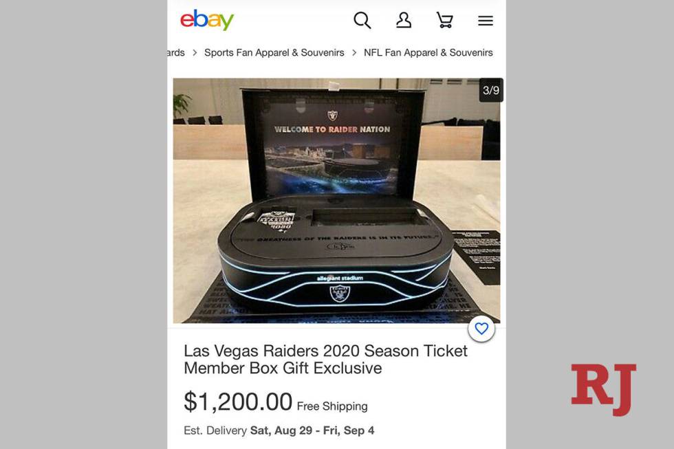 Raiders season ticket holders listing 2020 season ticket boxes on eBay. (eBay)