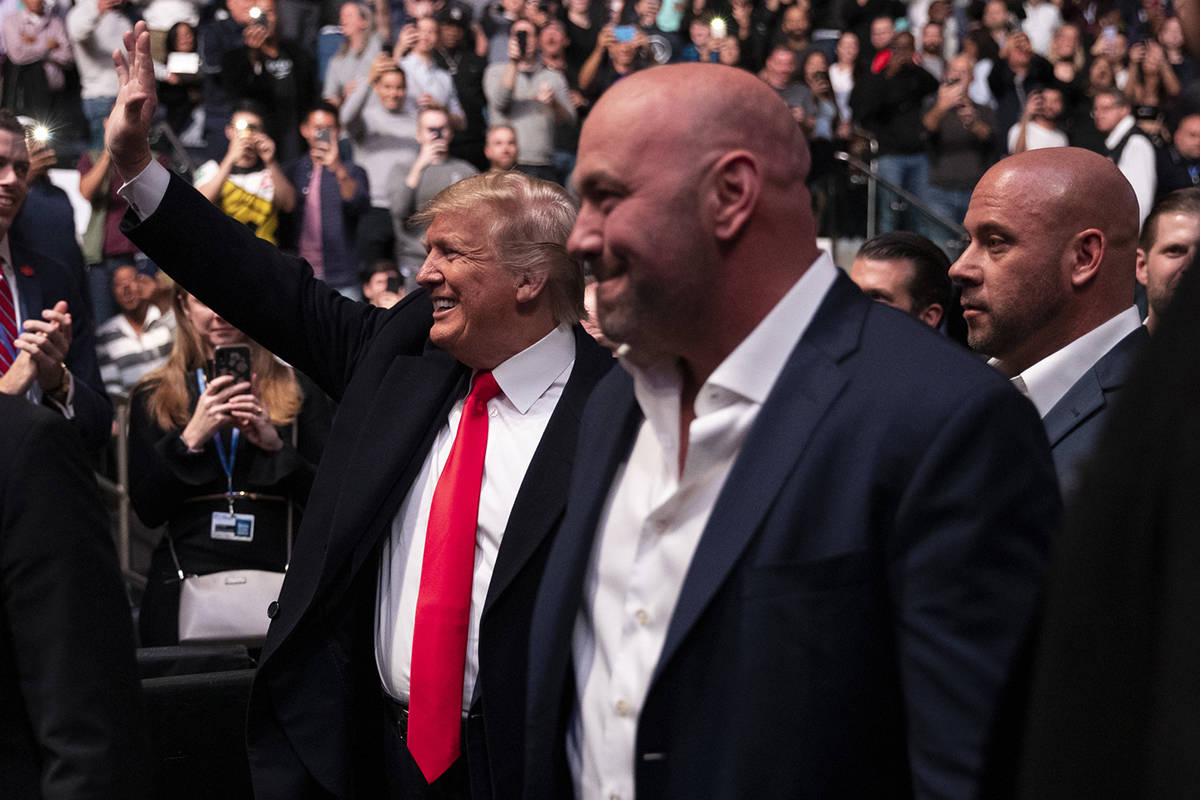 President Donald Trump and UFC president Dana White arrive at Madison Square Garden to attend t ...