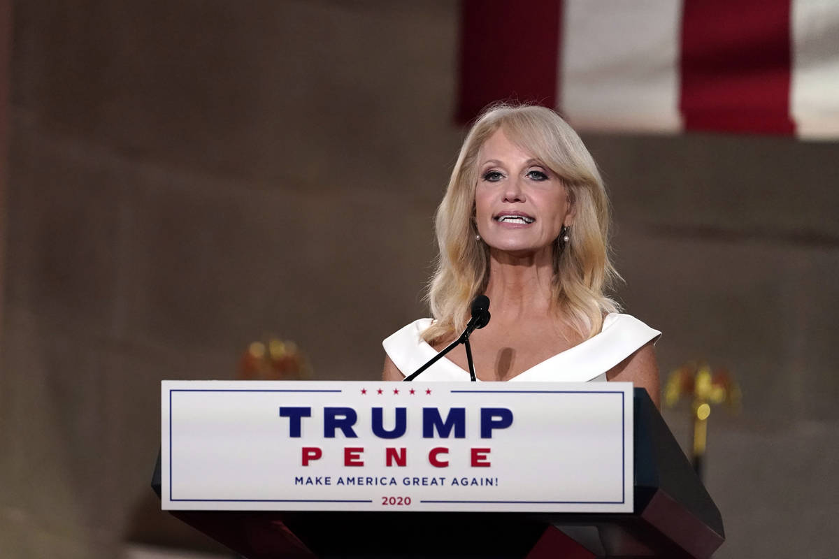 White House counselor Kellyanne Conway tapes her speech for the third day of the Republican Nat ...