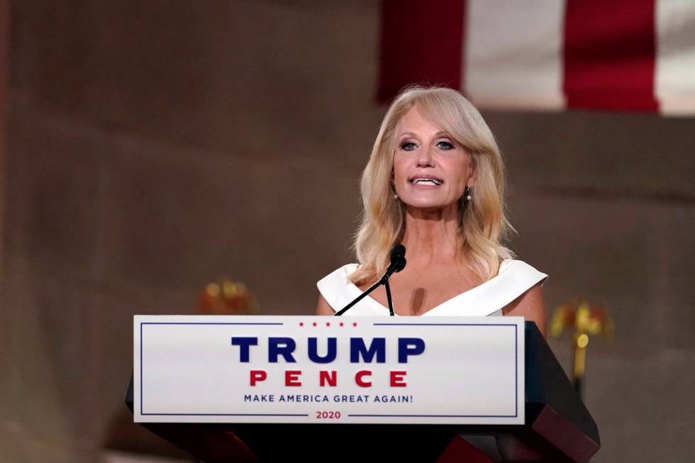 White House counselor Kellyanne Conway tapes her speech for the third day of the Republican Nat ...