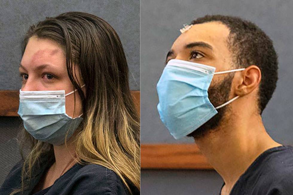 Lauren Prescia, left, and Cameron Hubbard-Jones in court appearances. (Las Vegas Review-Journal ...