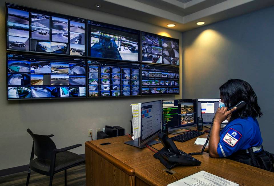 Jessica Brown monitors the numerous Regional Transportation Commission camera feeds within the ...