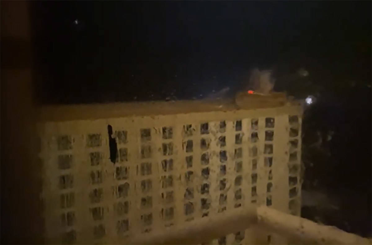 A screenshot from a video showing the roof of the Golden Nugget casino in Lake Charles, La., be ...