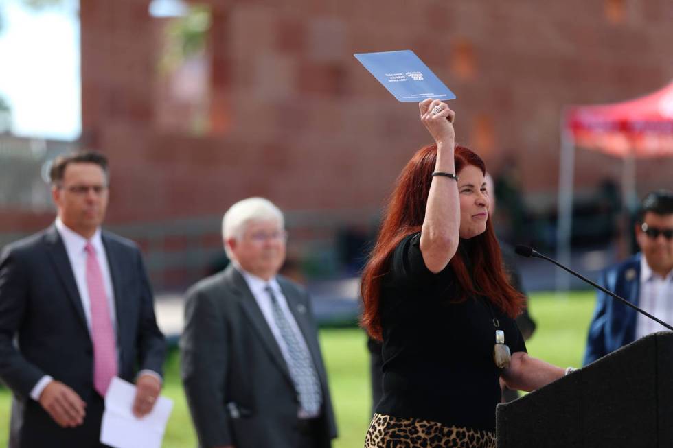 Henderson Mayor Debra March speaks during the Southern Nevada 2020 Census Kick Off Event at the ...