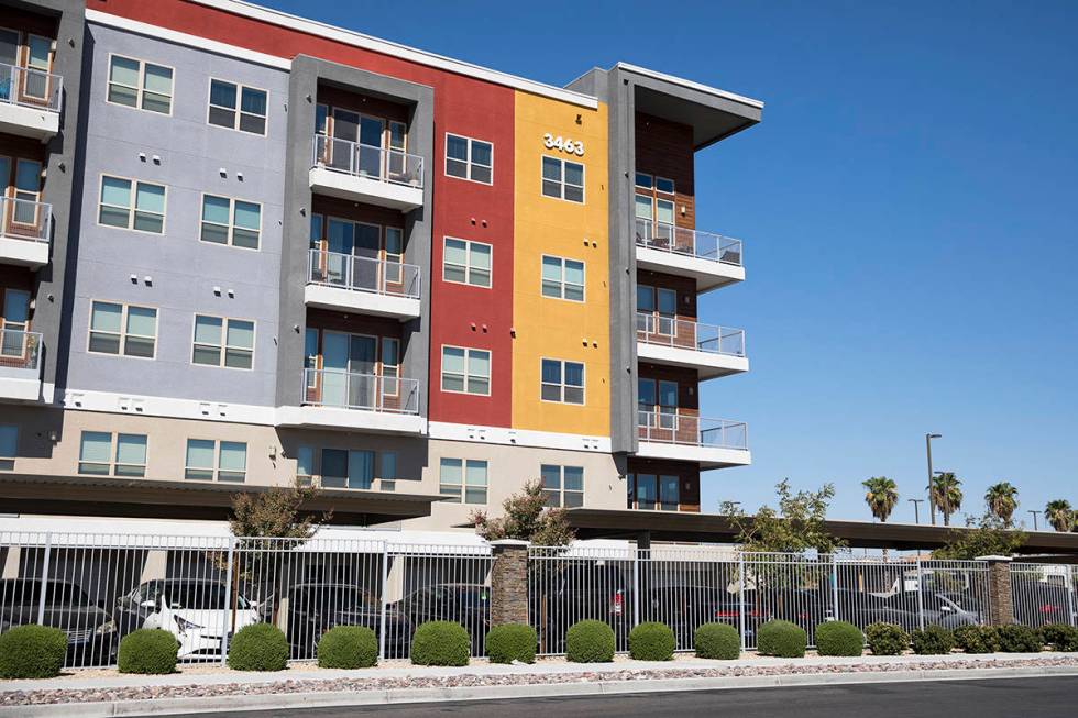 The apartment complex where a homicide took place on the 3400 block of Procyon Street in Las Ve ...