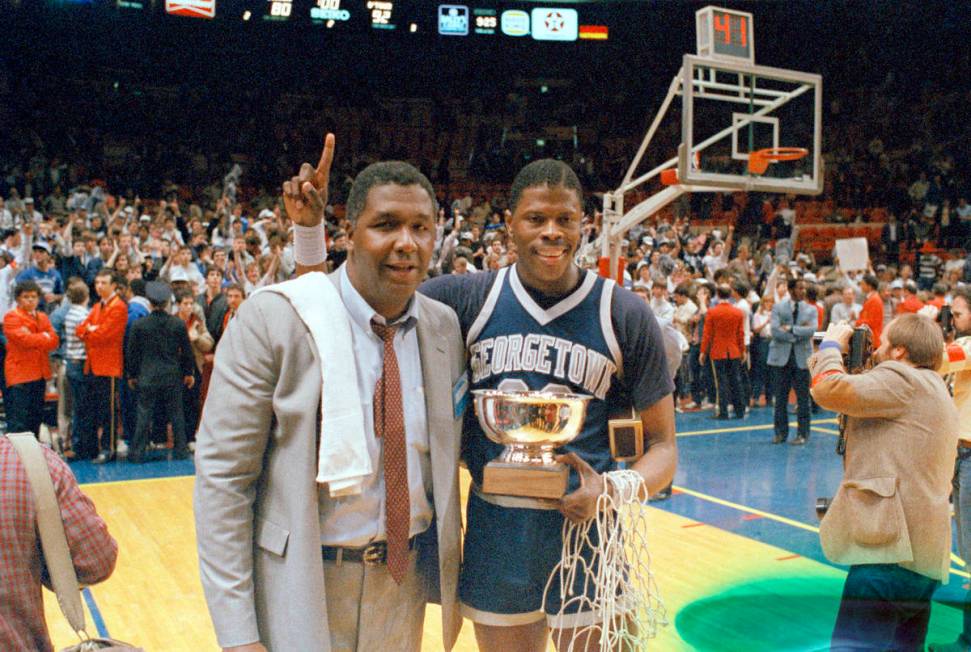 FILE - In this March 9, 1985, file photo, Georgetown NCAA college basketball head coach John Th ...