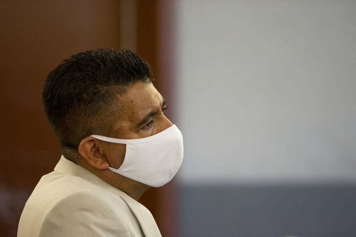 Adolfo Orozco, owner of the Alpine Motel Apartments, listens to a witness speak during a prelim ...