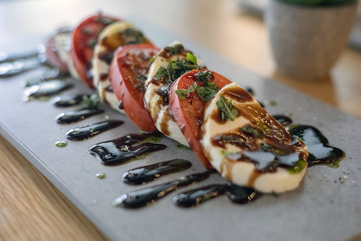 A caprese salad from The Local, a wine bar at the District in Henderson. (Elizabeth Brumley/Las ...