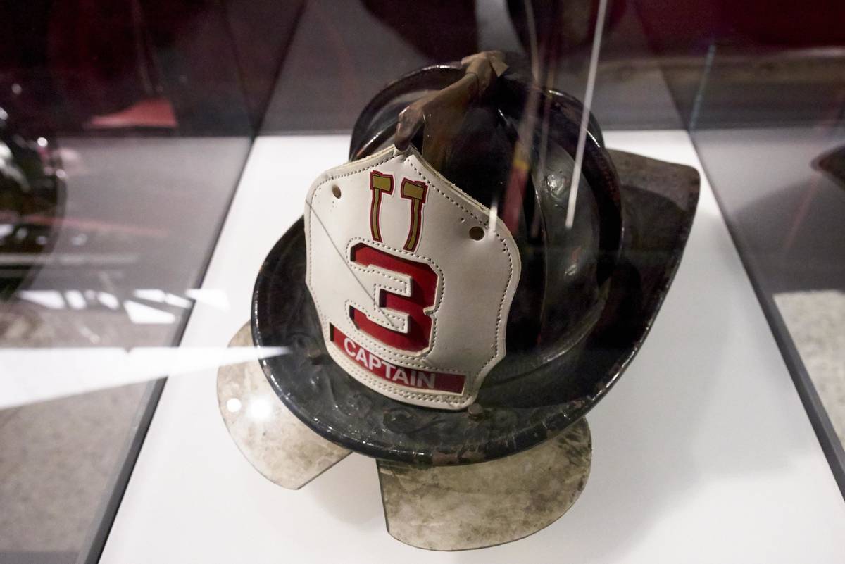 A helmet that New York City Fire Department Capt. Patrick John Brown wore on Sept. 11, 2001, is ...