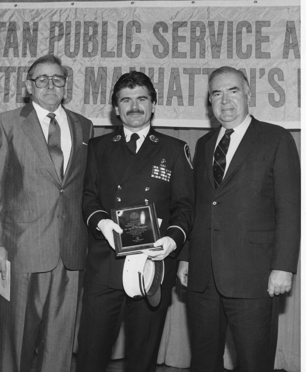 In an undated photo, Patrick Brown is shown receiving one of the many awards and commendations ...