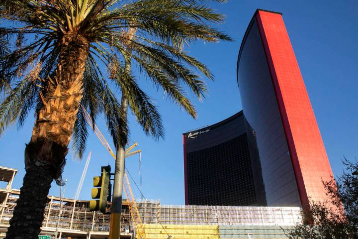 The Resorts World construction site photographed, on Monday, Aug. 31, 2020, in Las Vegas. (Bizu ...