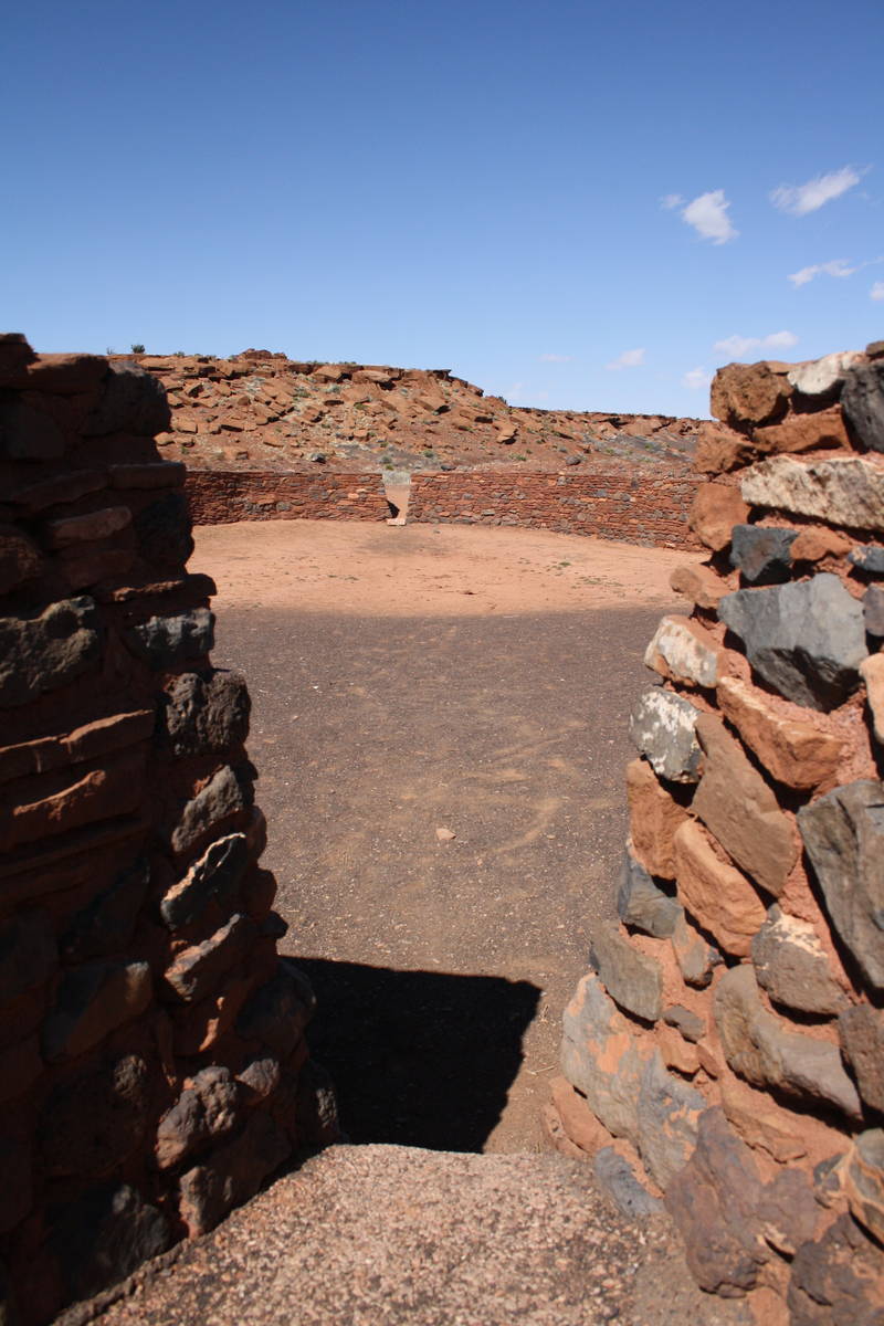 The ceremonial ball court at Wupatki National Monument in Arizona is 102 feet long and 78 feet ...
