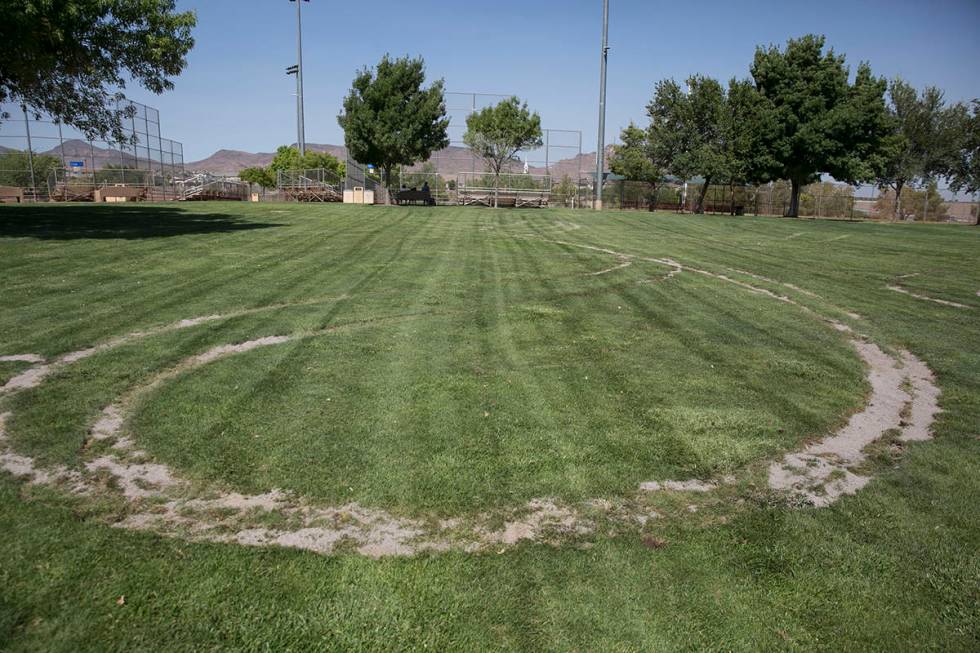 Henderson police asking for help in the Mission Hills Park field vandalism, photographed on Wed ...