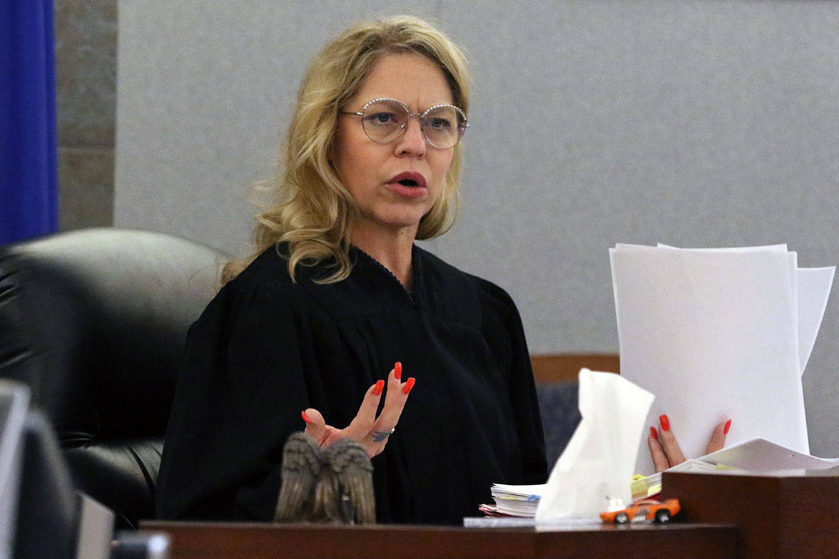 Judge Melanie Andress-Tobiasson presides during the conclusion of a preliminary hearing for for ...