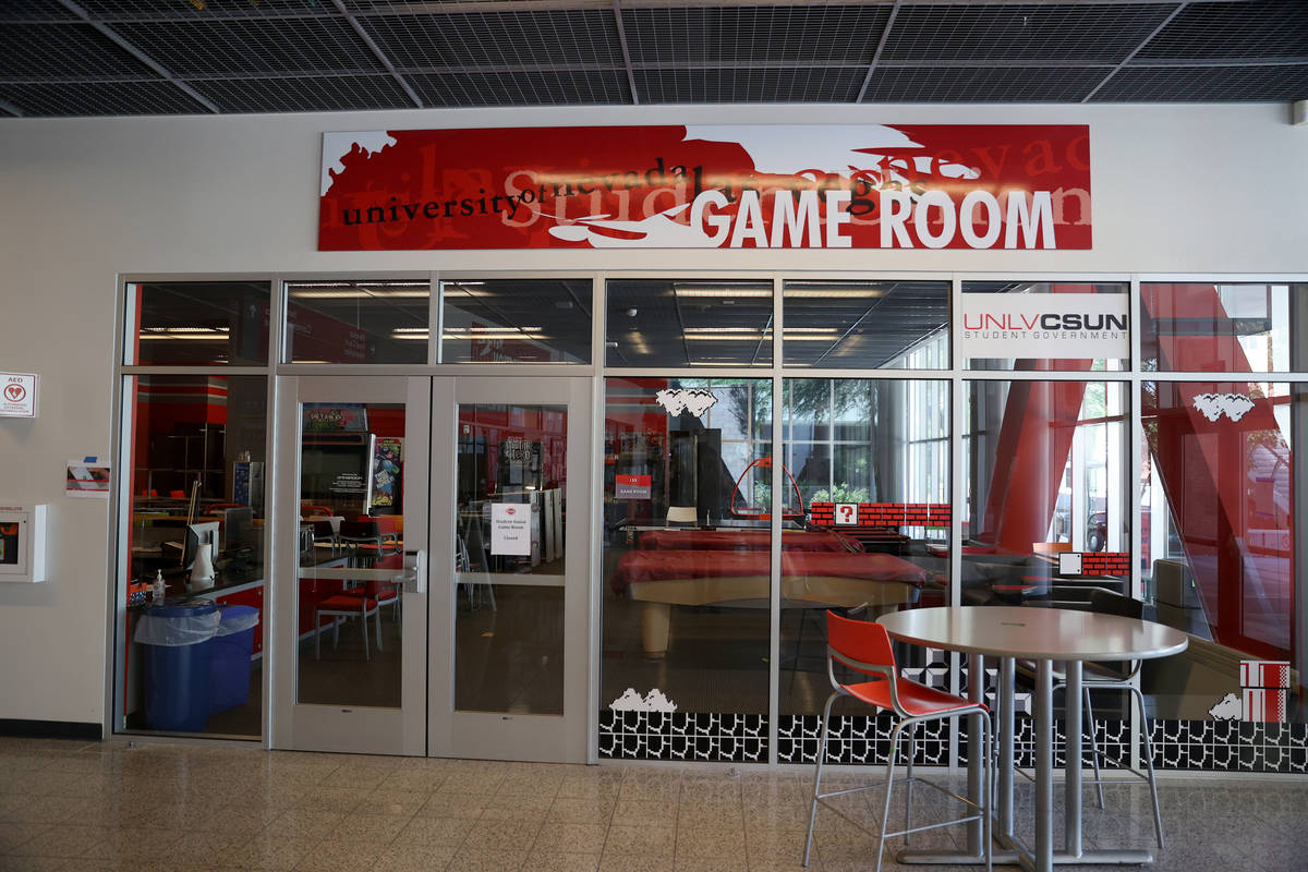 A closed game room inside of the Student Union at UNLV in Las Vegas, Friday, Sept. 4, 2020. (Er ...