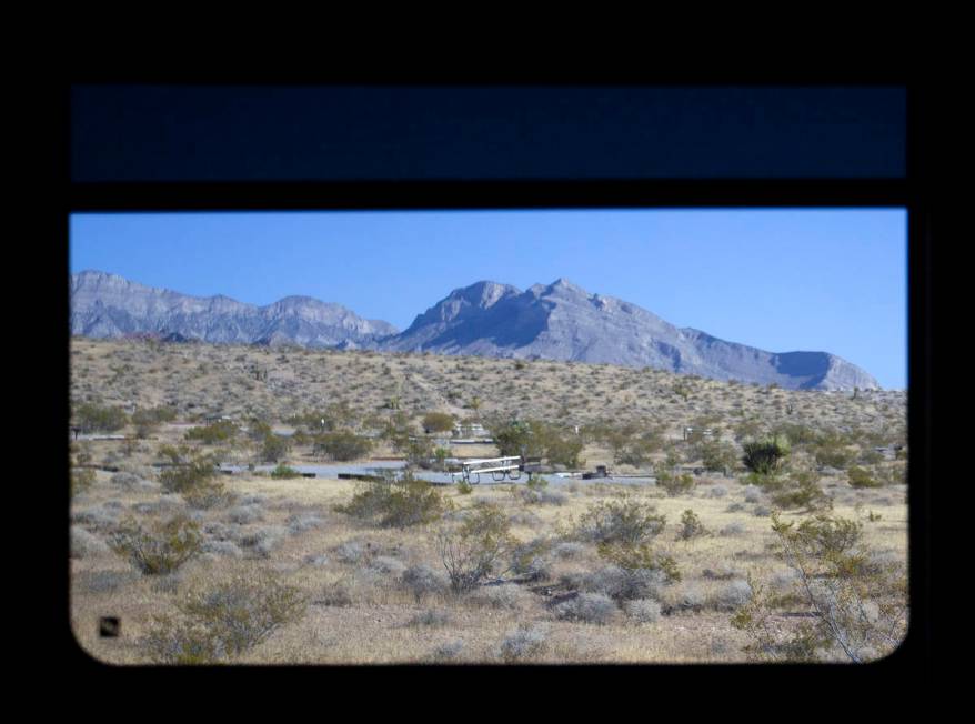 Red Rock Canyon Campground is seen from the window of Louis and Diane DeSantis' RV on Sunday, S ...
