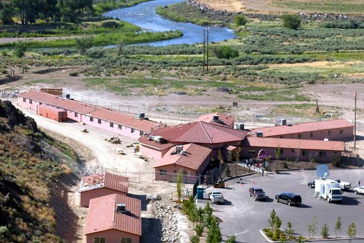 This Friday, July 1, 2005, file photo, shows the Mustang Ranch in the Truckee River canyon near ...