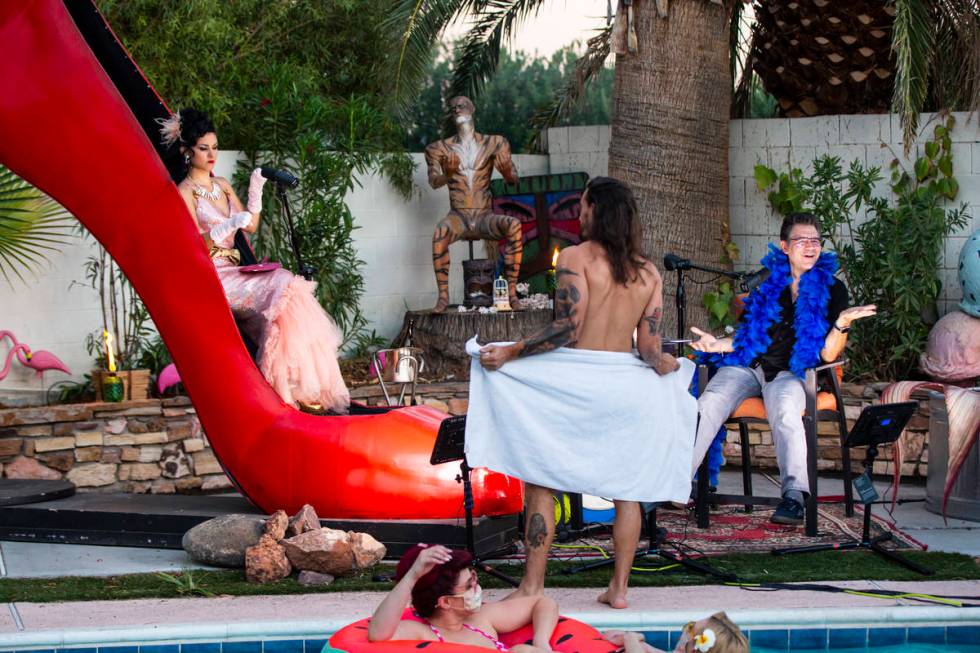 The pool side scene is shown during the PodKats! "End of Summer bash" with Melody Sweets and Jo ...