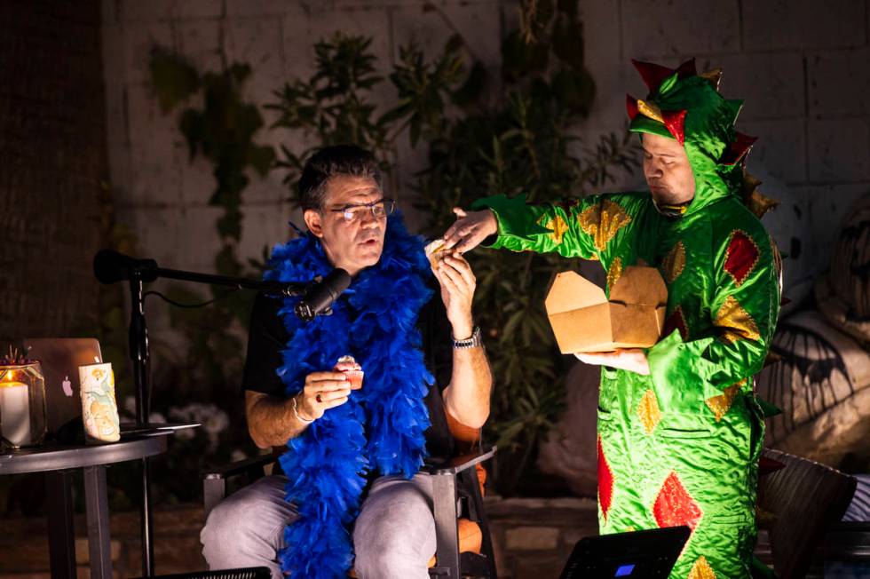 John Van Der Put, aka Piff The Magic Dragon, is shown with John Katsilometes during the PodKats ...