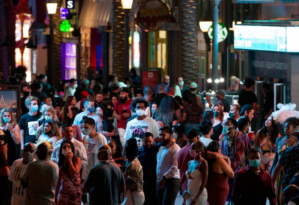 The LINQ is crowded with visitors during Labor Day weekend on Saturday, Sept. 5, 2020, on the L ...