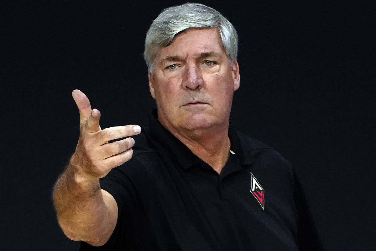 Las Vegas Aces head coach Bill Laimbeer during the second half of a WNBA basketball game agains ...