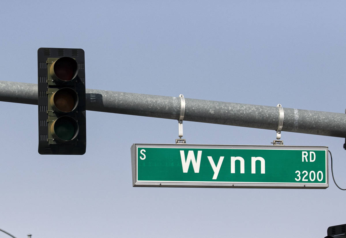 A traffic lights went dark on Wynn Road and Desert Inn Road due to strong winds sweeping throug ...