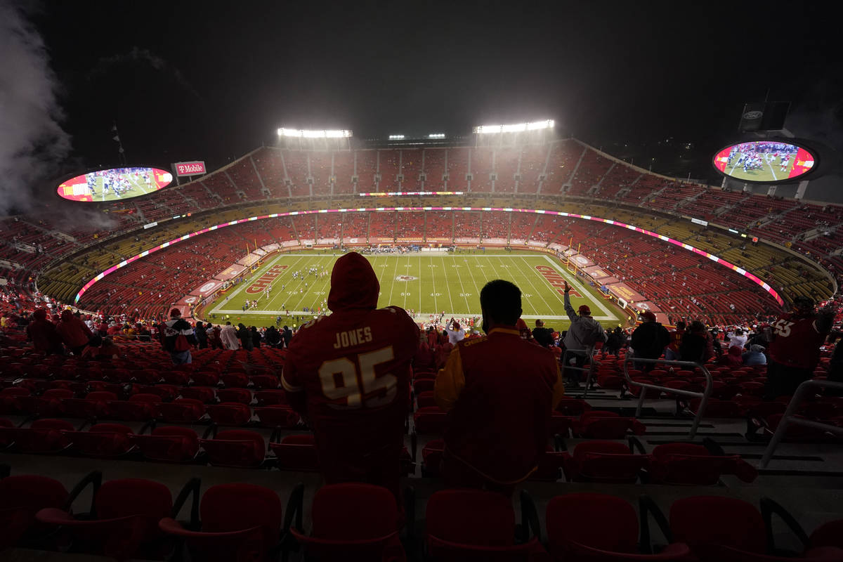 Fans watch the Kansas City Chiefs play the Houston Texans in the second half of an NFL football ...