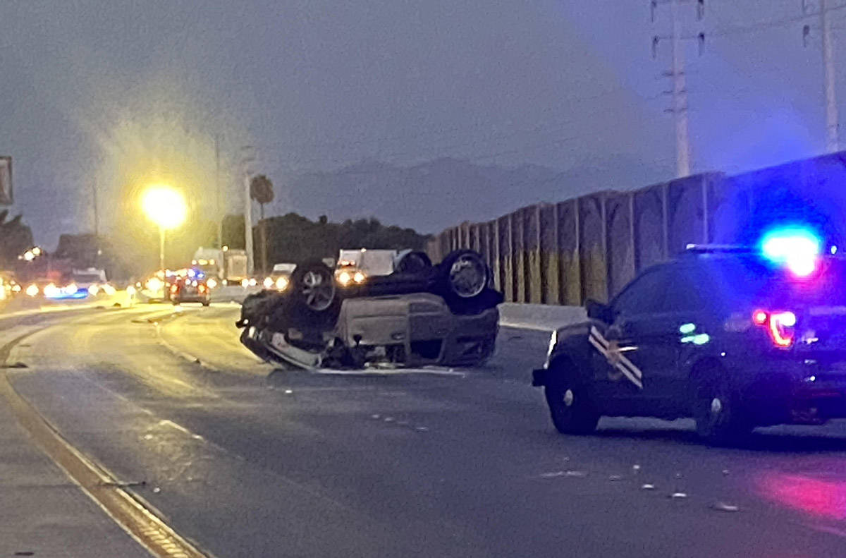 A Hummer H2 ended on its roof after a deadly wrong-way crash early Friday, Sept. 11, 2020. The ...