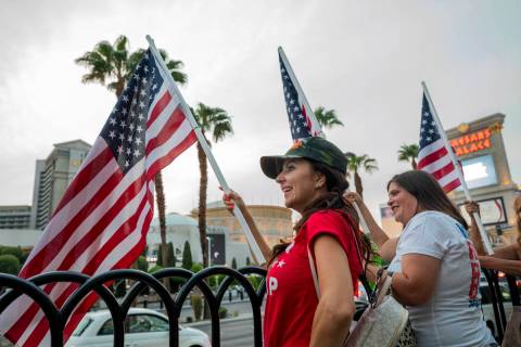 Christy Kettler, left, Reopen Nevada supporter, and Heather Florian, running for Nevada State A ...