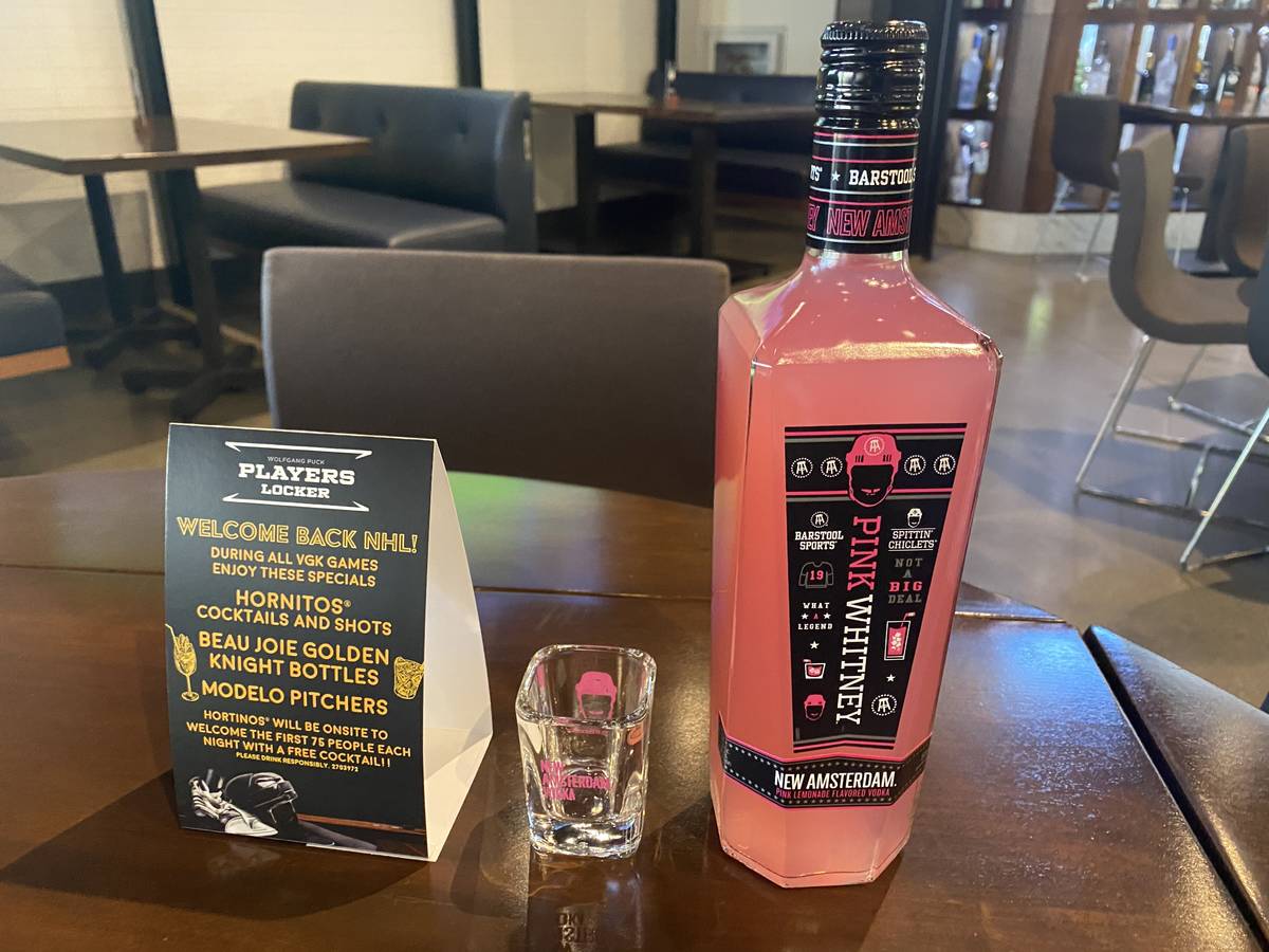 A bottle of New Amsterdam Pink Whitney Spittin’ Chiclets vodka is shown on Tuesday, Sept. 8, ...