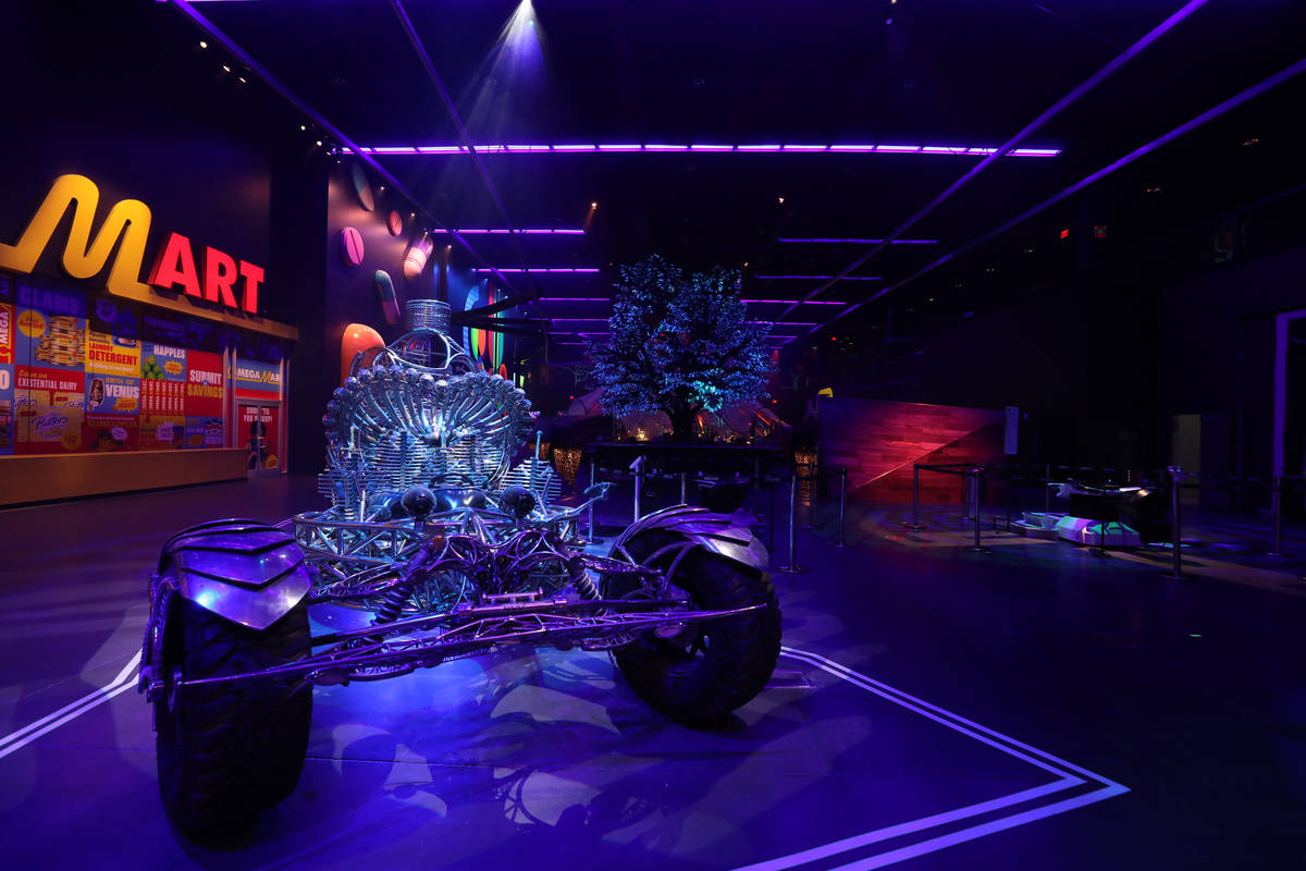 Henry Chang's kinetic art car Valyrian Steel is seen inside of Area15 days before the opening, ...
