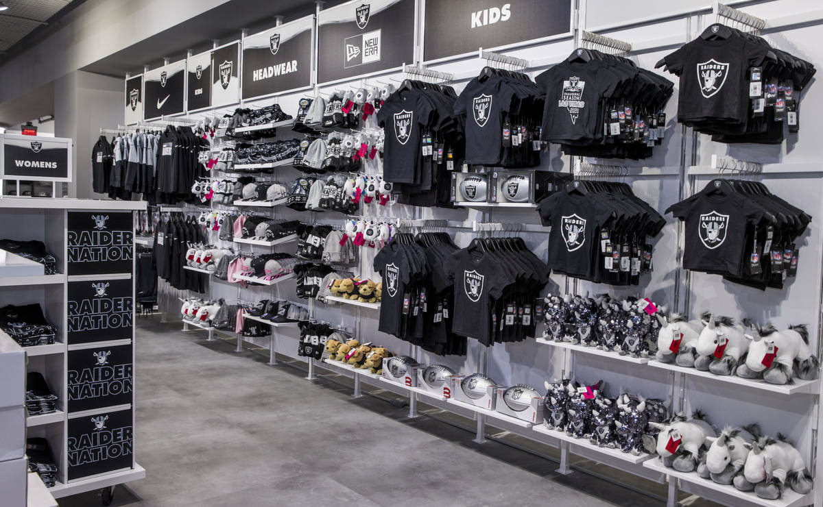 A variety of merchandise including those for kids are on sale at The Raider Image official team ...